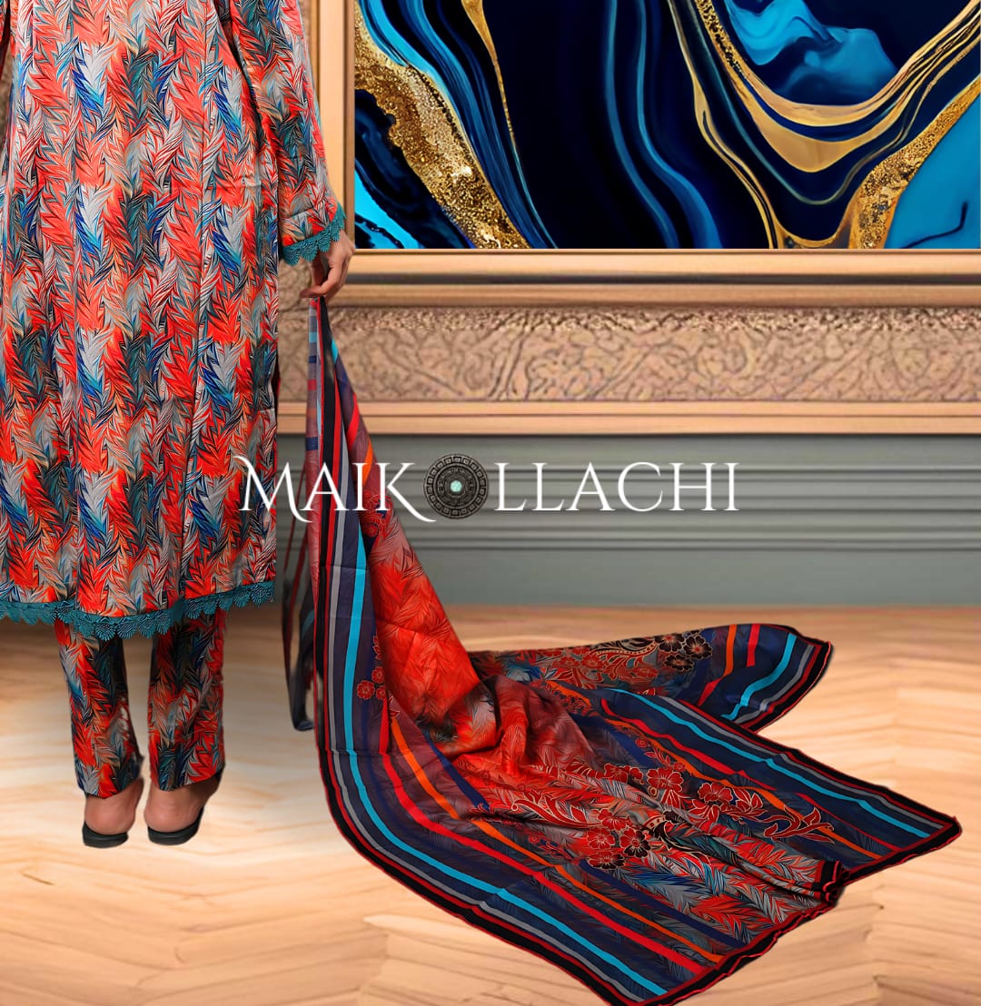 Celebrate Nature's Beauty with Mai Kollachi's Colorful Leaf Print Ensemble