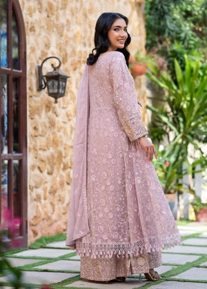 Lilac Embroidered Chiffon 3 Piece Suit