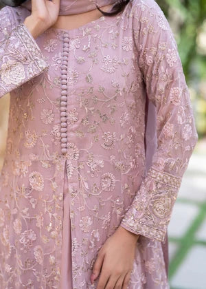 Lilac Embroidered Chiffon 3 Piece Suit
