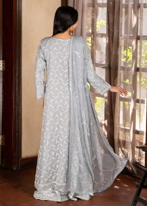 Grey Embroidered Chiffon 3 Piece Suit