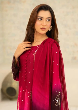 Shocking Pink Silk Straight Cut Kurta 3 Piece Suit
