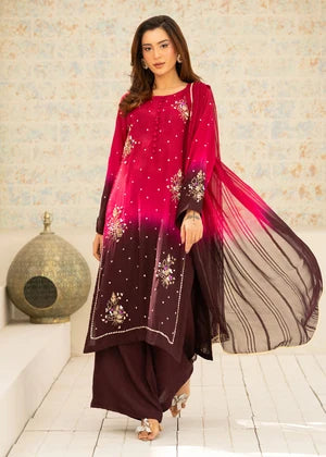 Shocking Pink Silk Straight Cut Kurta 3 Piece Suit