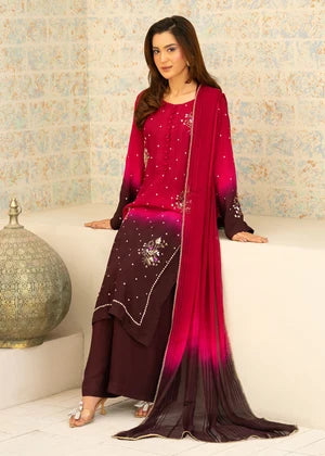 Shocking Pink Silk Straight Cut Kurta 3 Piece Suit
