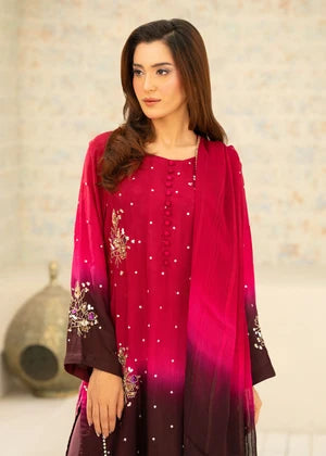 Shocking Pink Silk Straight Cut Kurta 3 Piece Suit