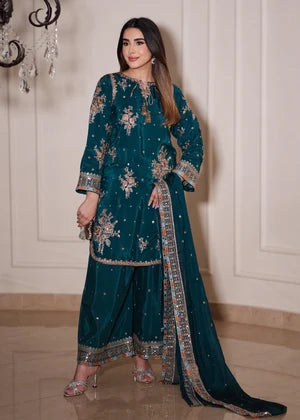 Sea Green Silk Short Kurta 3 Piece Suit