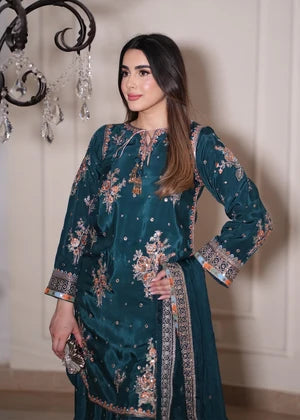 Sea Green Silk Short Kurta 3 Piece Suit