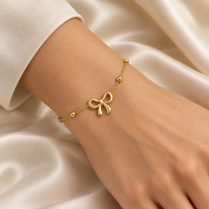 Golden Bow necklace bracelet and earrings set for women