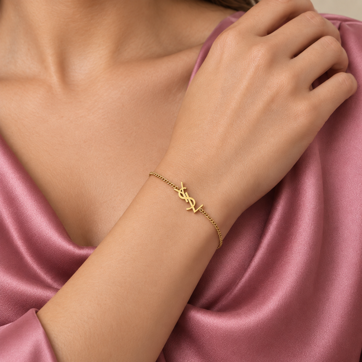 Gold monogram stud earrings for women