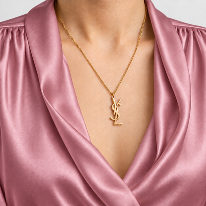 Gold monogram pendant necklace for women