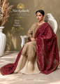 Mai Kollachi gold maroon 3 piece Pakistani wedding and party suit