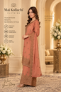 Full view of Dusty Salmon embroidered 3 piece Pakistani outfit